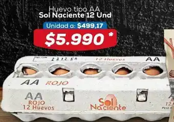 Tiendas D1 Huevo Tipo AA Sol Naciente 12 unid oferta