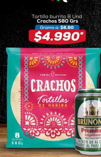 Tiendas D1 Tortilla Burrito 8 Und Crachos 580 Grs oferta