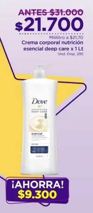 FarmaTodo Crema Corporal Nutricion Esencial Deep Care x 1 lt oferta