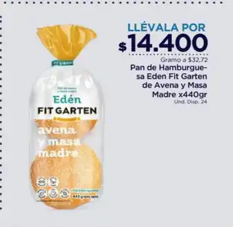 FarmaTodo Pan de Hamburguesa Eden Fit Garten de Avena y Masa Madre x 440gr oferta