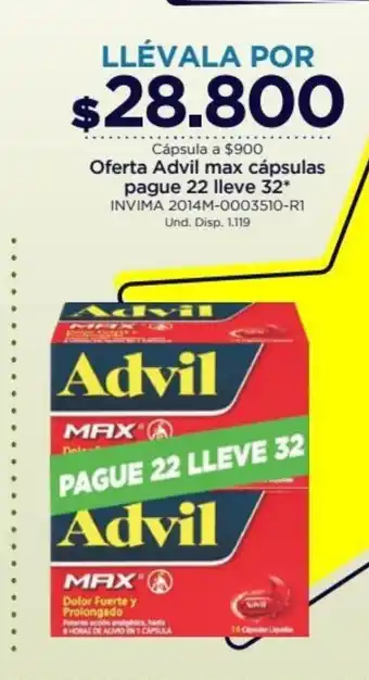 FarmaTodo Oferta Advil Max Capsulas Pague 22 lleve 32 oferta