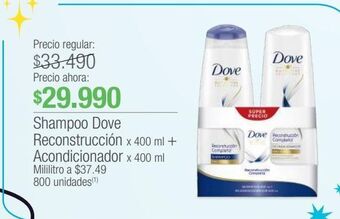 Jumbo Shampoo dove reconstrucción x 400ml + acondicionador x 400ml oferta