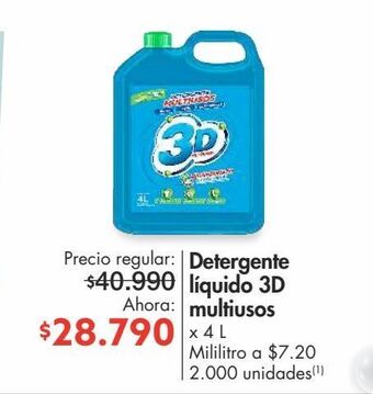 Metro Detergente líquido 3d multiusos x 4 l oferta