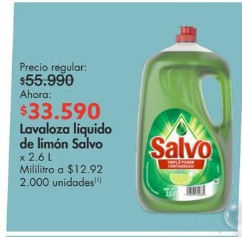 Metro Lavaloza líquido de limón salvo x 2.6 l oferta