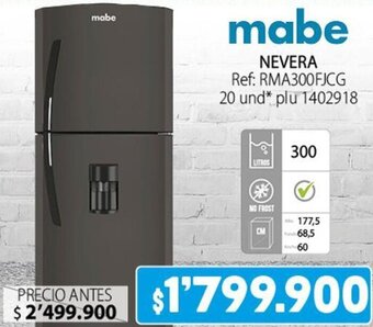 Colsubsidio mabe Ref: RMA300FJCG 20 und* plu 1402918 oferta