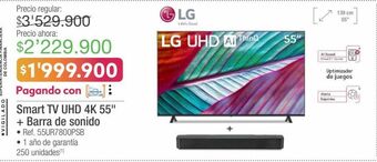 Jumbo Lg smart tv uhd 4k 55 + barra de sonido • ref. 55ur7800psb oferta