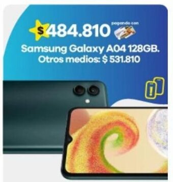 Éxito Samsung Galaxy A04 128GB. oferta
