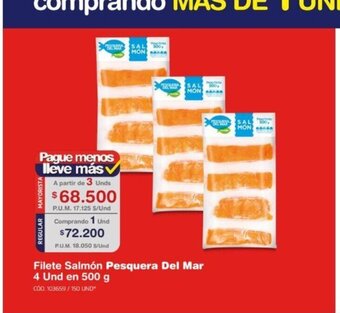 Makro Filete Salmón Pesquera Del Mar 3x4 Und en 500 g oferta