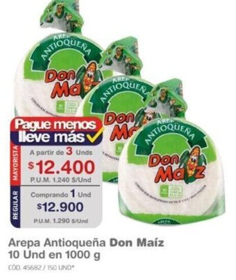 Makro Arepa Antioqueña Don Maíz 3x10 Und en 1000 g oferta