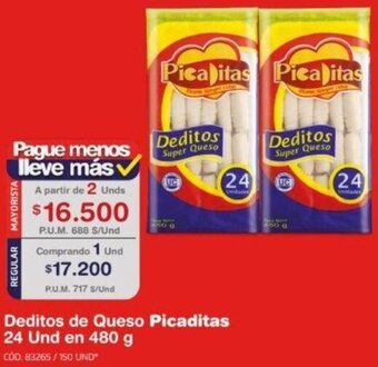 Makro Deditos de Queso Picaditas 2x24 Und en 480 g oferta