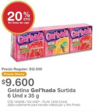 Makro Gelatina Gel'hada Surtida 6 Und x 35 g oferta