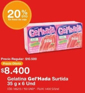 Makro Gelatina Gel'Hada Surtida 35 g x 6 Und oferta