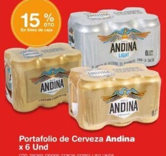 Makro Portafolio de Cerveza Andina x 6 Und oferta