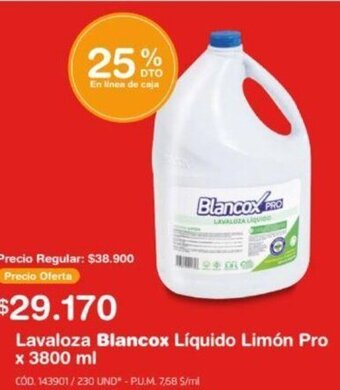 Makro Lavaloza Blancox Líquido Limón Pro x 3800 ml oferta