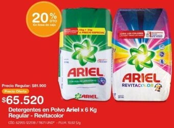 Makro Detergentes en Polvo Ariel x 6 Kg Regular - Revitacolor oferta