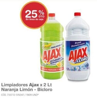 Makro Limpiadores Ajax x 2 Lt Naranja Limón - Bicloro oferta