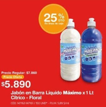 Makro Jabón en Barra Líquido Máximo x 1 Lt Cítrico - Floral oferta