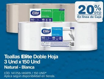 Makro Toallas Elite Doble Hoja 3 Und x 150 Und Natural - Blanca oferta