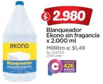Surtimax Blanqueador Ekono sin fragancia x 2.000 ml oferta