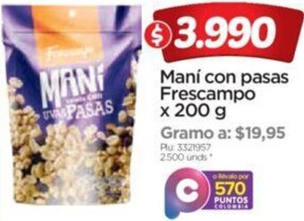 Surtimax Maní con pasas Frescampo x 200g oferta