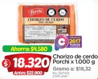 Surtimax Chorizo de cerdo Porchi x 1.000 g oferta
