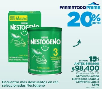 FarmaTodo Alimento Lacteo Nestogeno Etapa 3 Comfortis Lata x 1.8kg oferta