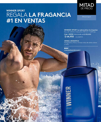 Ésika WINNER SPORT La adrenalina te impulsa Eau de toilette masculino 100 ml / 3,4 fl.oz. oferta