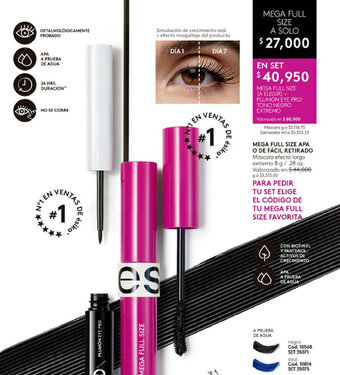 Ésika EN SET MEGA FULL SIZE (A ELEGIR) + PLUMON EYE PRO TONO NEGRO EXTREMO oferta