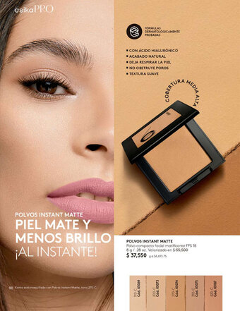 Ésika POLVOS INSTANT MATTE Polvo compacto facial matificante FPS 18 8 g/ .28 oz. oferta