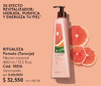 Ésika 3X EFECTO REVITALIZADOR: HIDRATA, PURIFICA Y ENERGIZA TU PIEL' RITUALEZA Pomelo (Toronja) Néctar corporal 400 ml/13.5 fl.oz. oferta