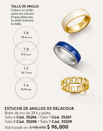 Ésika ESTUCHE DE ANILLOS X3 DELACOUR Baño de oro de 24 k y plata. oferta