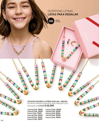 Ésika ESTUCHE COLORFUL LETTERS (COLLAR + ARETES) Con fimos multicolor y pintado a mano. Aretes de 1.2 cm. oferta