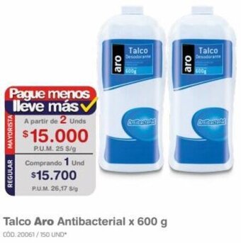 Makro Talco Aro Antibacterial 2unids x 600 g oferta