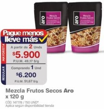 Makro Mezcla Frutos Secos Aro 2unids x 120g oferta