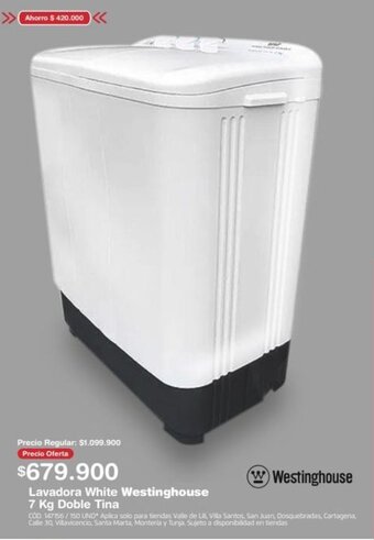 Makro Lavadora White Westinghouse 7 Kg Doble Tina oferta