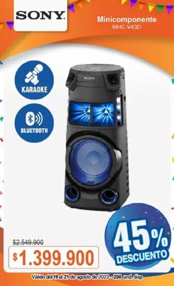 Alkosto SONY Minicomponente MHC-V43D oferta