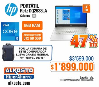 Alkosto hp PORTÁTIL Ref.: DQ2533LA oferta