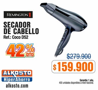 Oferta REMINGTON SECADOR DE CABELLO Ref. Coco D52 en