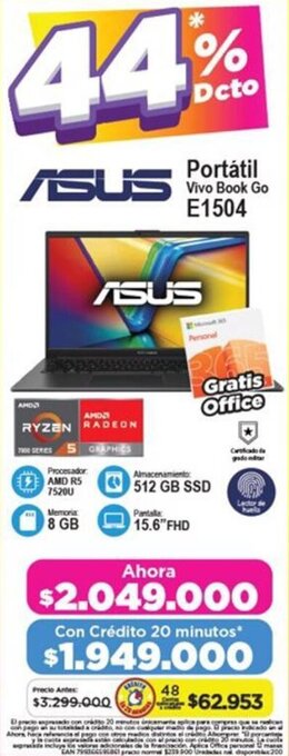 Alkomprar ASUS Portátil Vivo Book Go E1504 oferta