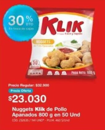 Makro KLIK Nuggets de Pollo Apanados 800 g en 50 Und oferta