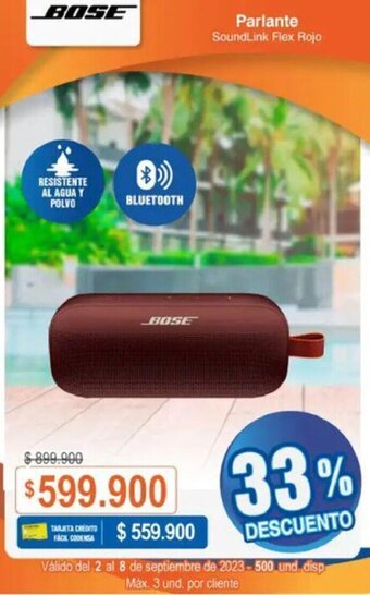 Alkosto BOSE Parlante SoundLink Flex Rojo oferta