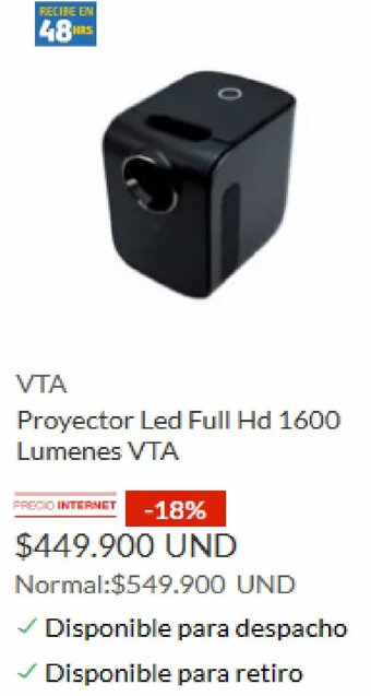 Homecenter VTA Proyector Led Full Hd 1600 Lumenes VTA oferta