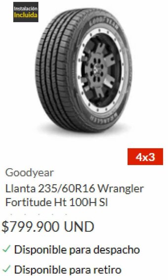 Homecenter Goodyear Llanta 235/60R16 Wrangler Fortitude Ht 100H SI oferta