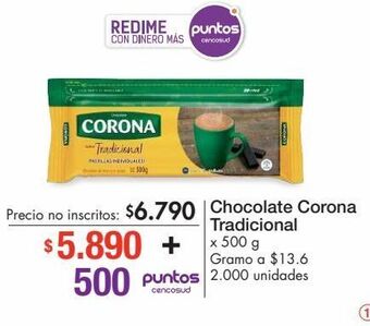 Metro Chocolate corona tradicional x 500 g oferta