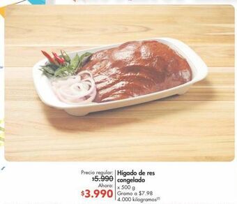 Metro Hígado de res congelado x 500 g oferta