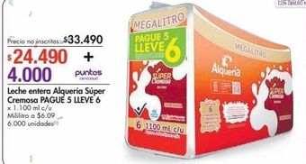 Metro Leche entera alquería súper cremosa pague 5 lleve 6 x 1.100 ml c/u oferta