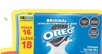 Metro Galletas oreo original pague 16 lleve 18 x 648 g oferta