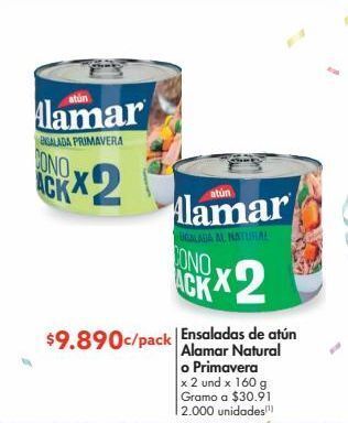 Metro Ensaladas de atún alamar natural o primavera x 2 und x 160 g oferta