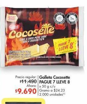 Metro Galleta cocosette pague 7 lleve 8 x 50 g c/u oferta