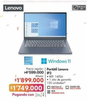 Metro Portátil lenovo ip3 • ref. 14itl6 oferta